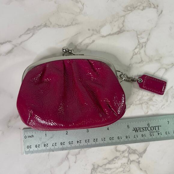 Vintage Y2K Coach Pink Kiss Lock Patent Leather Pouch Wallet - Picture 8 of 14